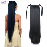 MSTN 30-Inch Synthetic Hair Fiber Heat-Resistant Straight Hair With Ponytail Fake Hair Chip-in Hair Extensions Pony Tail Wig