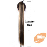 MSTN 30-Inch Synthetic Hair Fiber Heat-Resistant Straight Hair With Ponytail Fake Hair Chip-in Hair Extensions Pony Tail Wig