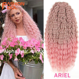 FASHION IDOL Soft Water Wave Twist Crochet Hair Synthetic Braid Hair Ombre Blonde Pink 22 Inch Deep Wave Braiding Hair Extension