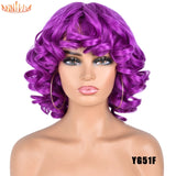Short Hair Afro Kinky Curly Wigs With Bangs For Black Women Synthetic African Ombre Glueless Cosplay Wigs High Temperature