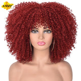 Short Hair Afro Kinky Curly Wigs With Bangs For Black Women African Synthetic Omber Glueless Cosplay Wigs High Temperature Lizzy