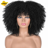 Short Hair Afro Kinky Curly Wigs With Bangs For Black Women African Synthetic Omber Glueless Cosplay Wigs High Temperature Lizzy