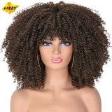 Short Hair Afro Kinky Curly Wigs With Bangs For Black Women African Synthetic Omber Glueless Cosplay Wigs High Temperature Lizzy