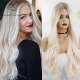 Blonde Unicorn Ombre Blonde Brown Long Wig Middle Part Hair Wig Cosplay Natural Wavy Heat Resistant Synthetic Wigs for Women