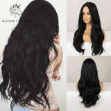 Blonde Unicorn Ombre Blonde Brown Long Wig Middle Part Hair Wig Cosplay Natural Wavy Heat Resistant Synthetic Wigs for Women