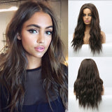 Blonde Unicorn Ombre Blonde Brown Long Wig Middle Part Hair Wig Cosplay Natural Wavy Heat Resistant Synthetic Wigs for Women
