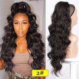 Vigorous Long Body Wavy Drawstring Ponytail  for Women Synthetic Wave Hair Extension Clip in Hairpiece Black Fake Hair