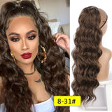 Vigorous Long Body Wavy Drawstring Ponytail  for Women Synthetic Wave Hair Extension Clip in Hairpiece Black Fake Hair
