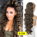 Vigorous Long Body Wavy Drawstring Ponytail  for Women Synthetic Wave Hair Extension Clip in Hairpiece Black Fake Hair