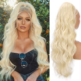 Vigorous Long Body Wavy Drawstring Ponytail  for Women Synthetic Wave Hair Extension Clip in Hairpiece Black Fake Hair