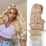 Vigorous Long Body Wavy Drawstring Ponytail  for Women Synthetic Wave Hair Extension Clip in Hairpiece Black Fake Hair