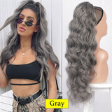 Vigorous Long Body Wavy Drawstring Ponytail  for Women Synthetic Wave Hair Extension Clip in Hairpiece Black Fake Hair