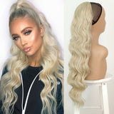 Vigorous Long Body Wavy Drawstring Ponytail  for Women Synthetic Wave Hair Extension Clip in Hairpiece Black Fake Hair