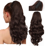 Vigorous Long Body Wavy Drawstring Ponytail  for Women Synthetic Wave Hair Extension Clip in Hairpiece Black Fake Hair