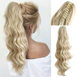 Vigorous Long Body Wavy Drawstring Ponytail  for Women Synthetic Wave Hair Extension Clip in Hairpiece Black Fake Hair