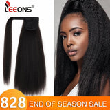 Leeons New Long Afro Kinky Curly Ponytail Synthetic Hair Pieces Natural Drawstring Ponytail Hair Extensions False Hair Pieces