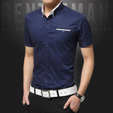 New Arrival Summer Casual Shirt Men Good Quality Mens Dress Shirts Solid Slim Fit Short Sleeve Men's Clothing 2019 Plus Size 5XL