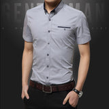 New Arrival Summer Casual Shirt Men Good Quality Mens Dress Shirts Solid Slim Fit Short Sleeve Men's Clothing 2019 Plus Size 5XL
