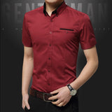 New Arrival Summer Casual Shirt Men Good Quality Mens Dress Shirts Solid Slim Fit Short Sleeve Men's Clothing 2019 Plus Size 5XL