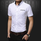 New Arrival Summer Casual Shirt Men Good Quality Mens Dress Shirts Solid Slim Fit Short Sleeve Men's Clothing 2019 Plus Size 5XL