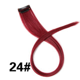 Alileader Clip In One Hairpiece Ombre 20 Colors 50Cm Long Straight Synthetic Hair Extension Clip On Pink Grey 613# Red Blue