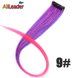 Alileader Clip In One Hairpiece Ombre 20 Colors 50Cm Long Straight Synthetic Hair Extension Clip On Pink Grey 613# Red Blue