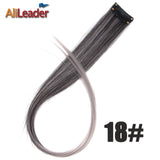 Alileader Clip In One Hairpiece Ombre 20 Colors 50Cm Long Straight Synthetic Hair Extension Clip On Pink Grey 613# Red Blue