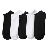 10piece=5pairs Men Short Socks Black White Style Casual Low Cut Ankle Socks Men's Slippers Shallow Mouth Male Boat Socks Meias